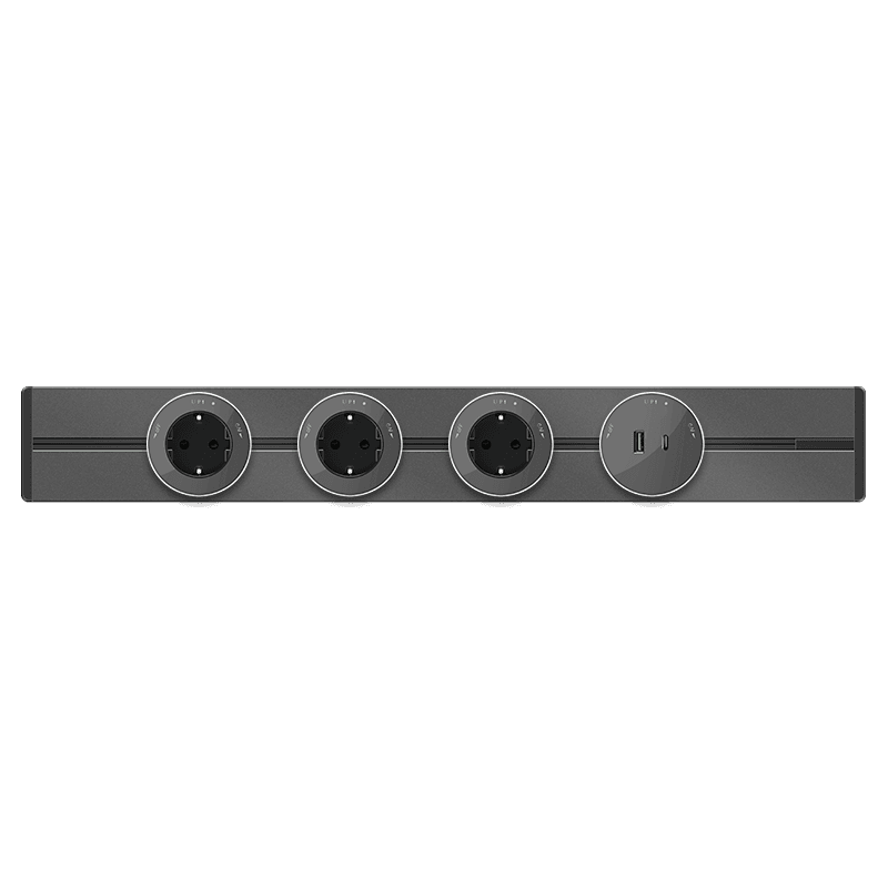 MultiTrack Розетка 2К+З круглая 16А/250В Графит