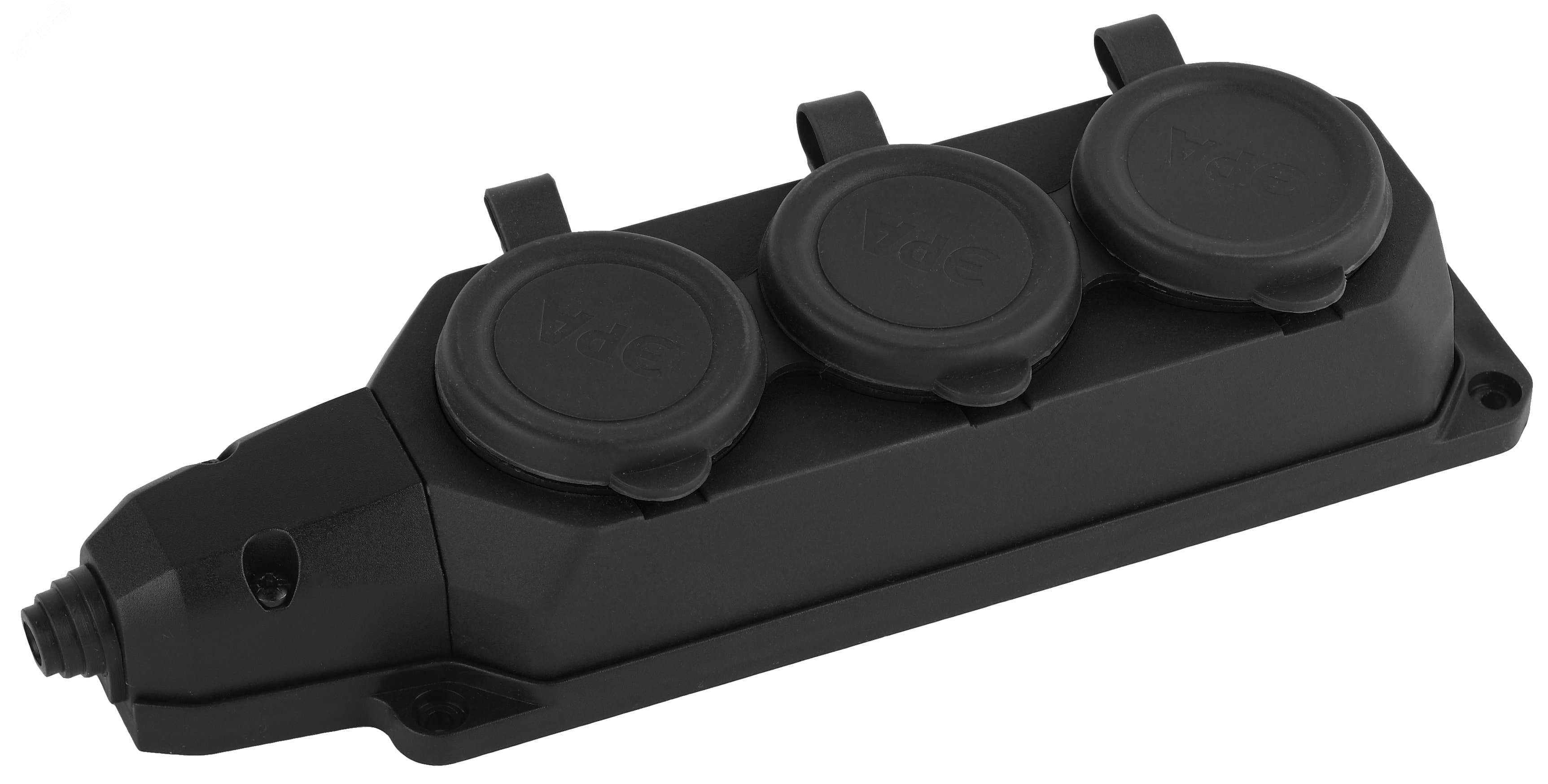 Колодка каучуковая с/з 3 гнезда 16A IP44 черная K-3e-B-IP44