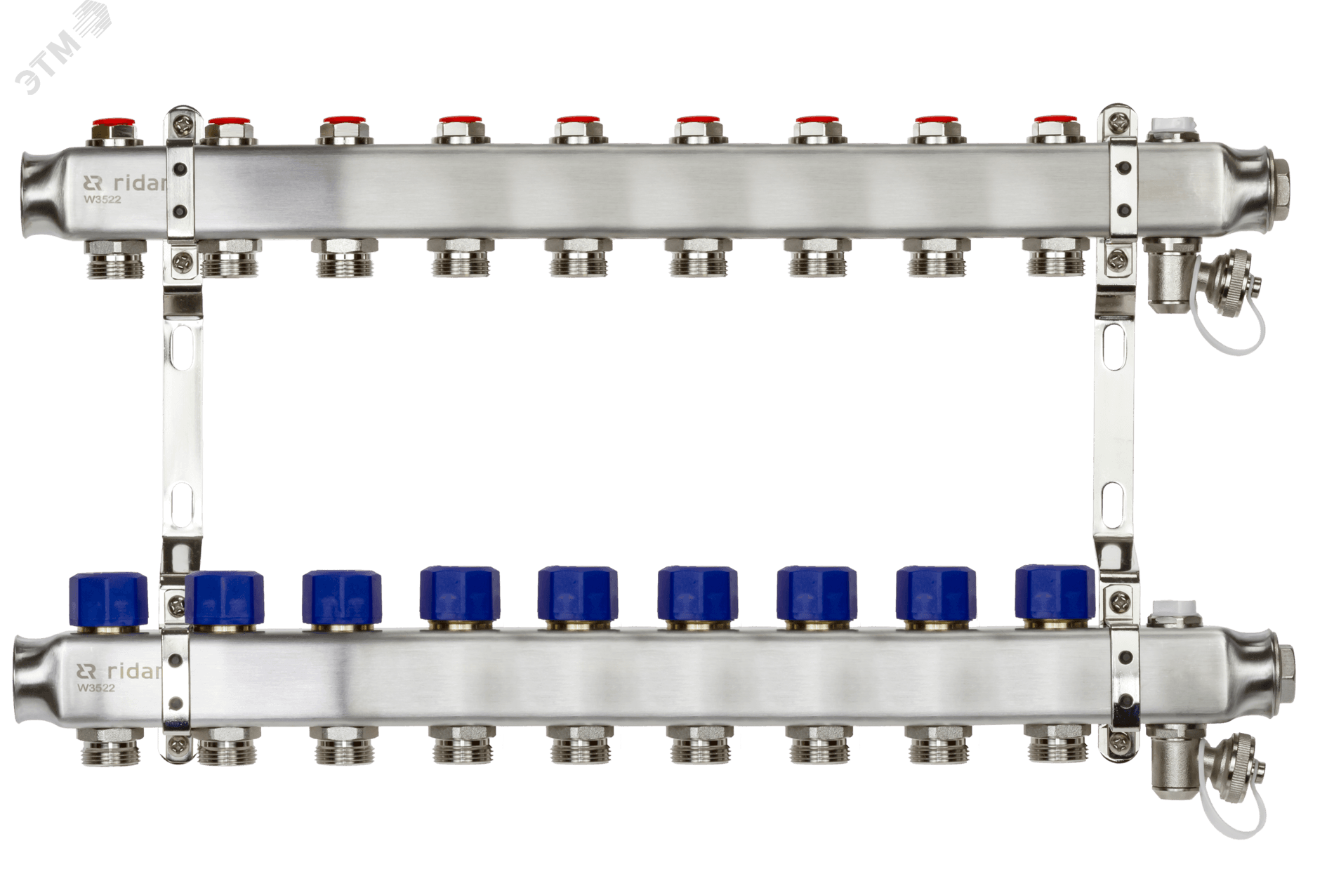 Коллекторная группа SSM-9R set 9 контуров 1'X3/4' с термостатическими клапанами и кронштейнами