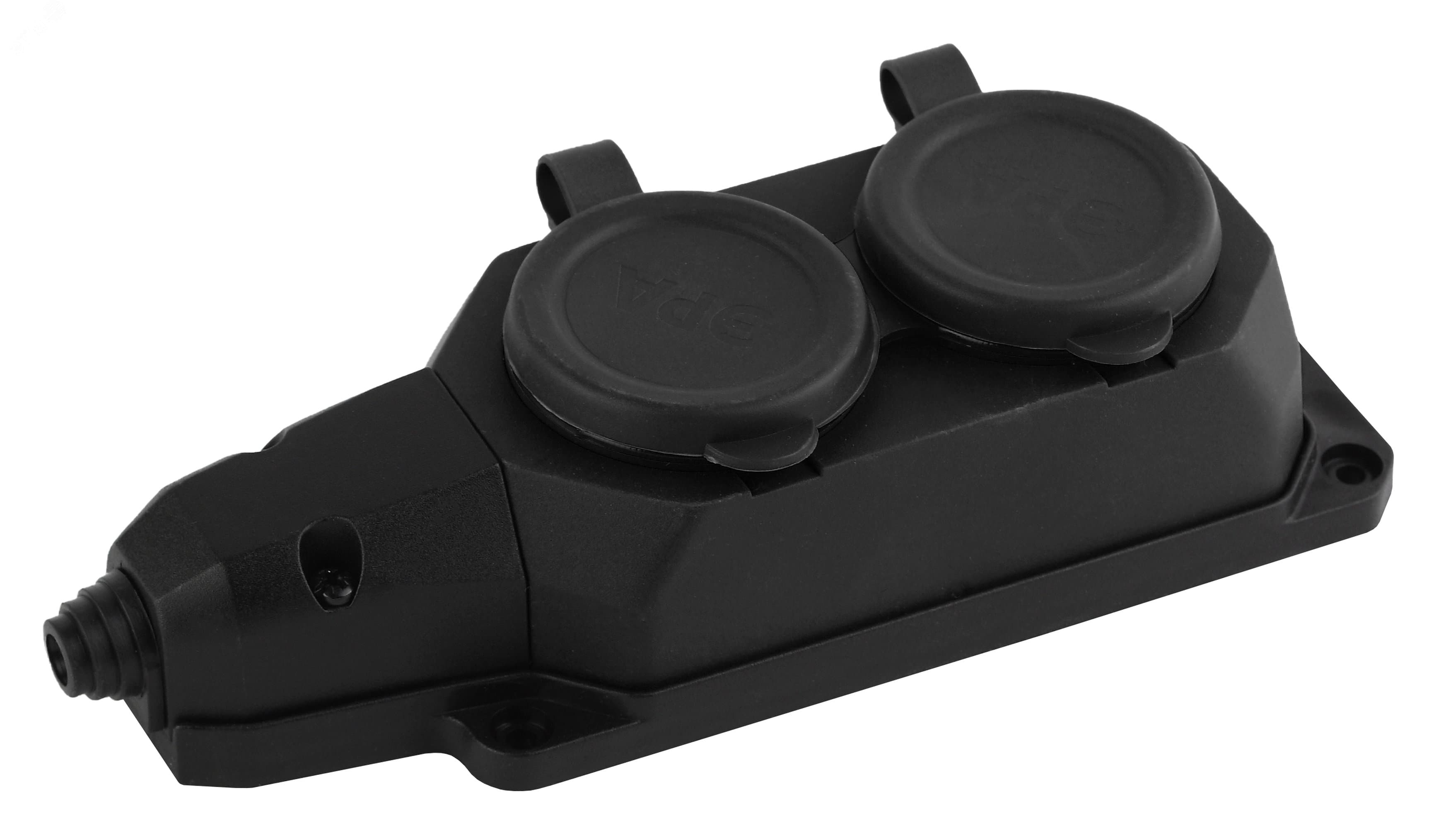 Колодка каучуковая с/з 2 гнезда 16A IP44 черная K-2e-B-IP44
