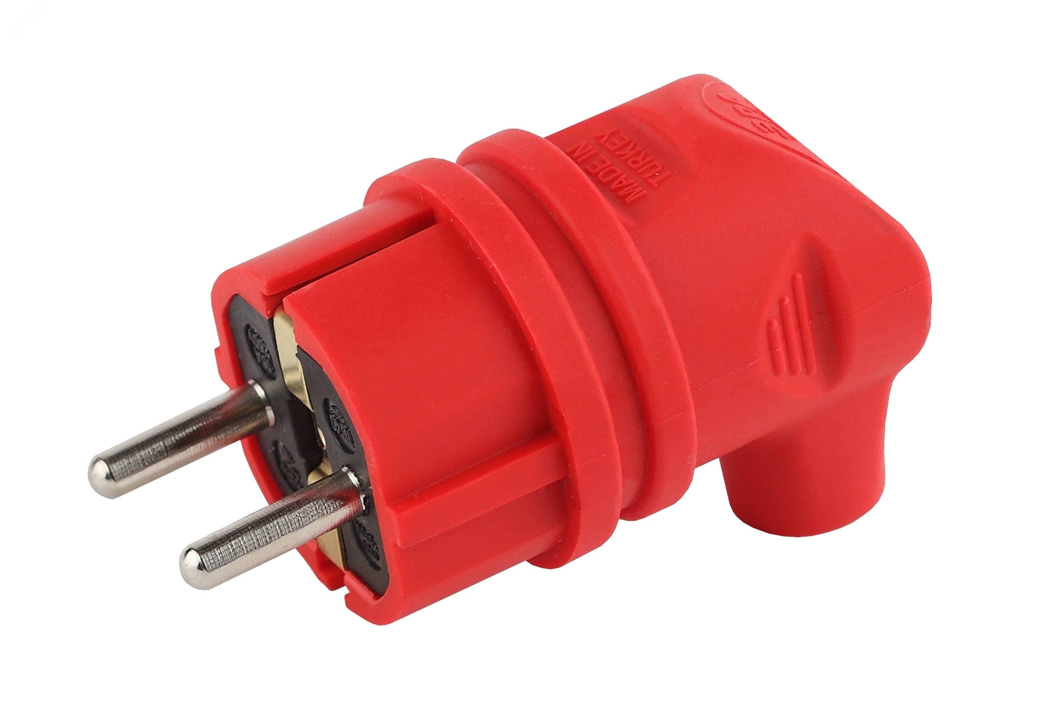 Вилка каучуковая с/з 90град 16A IP44 красная V9-RED-IP44 