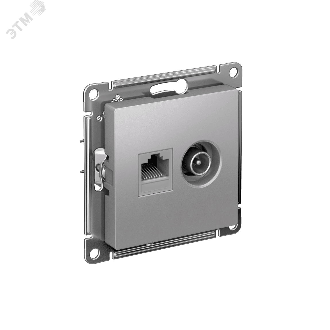 Розетка ATLASDESIGN двойная компьютерная+ТВ RJ45+TV категория 5E механизм алюминий