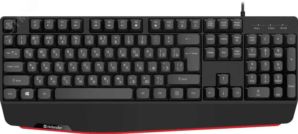Клавиатура проводная Atom HB-546 RU, 104 + FN, черный, 1.8м