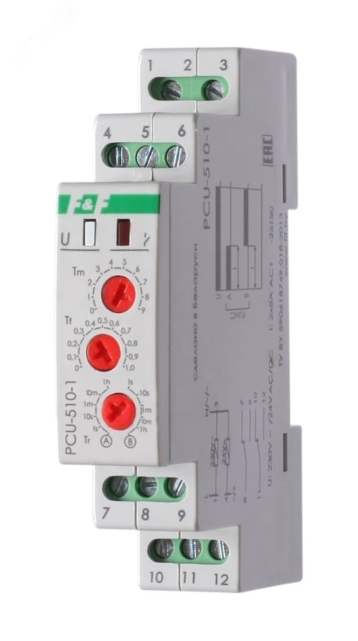Реле времени PCU-510-1 ACDC24B/AC230B УХЛ4 задержка на включение или отключение, плавная установка, 2 переключающих контакта