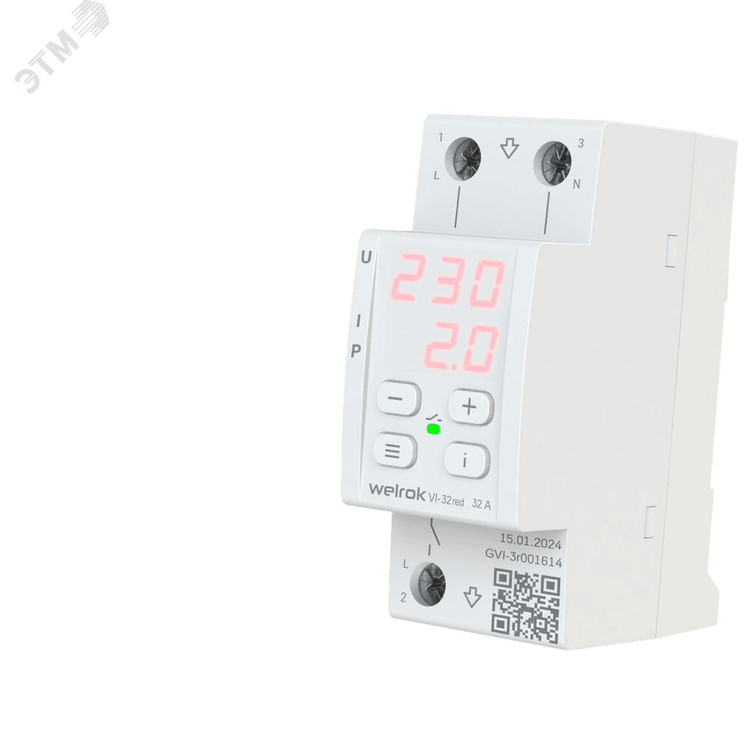 Реле напряжения c контролем тока VI-32 red 32 А