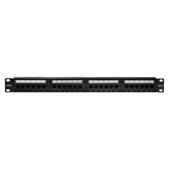 Патч-панель 19'. 24 порта RJ-45. UTP. Cat.5e. 1U