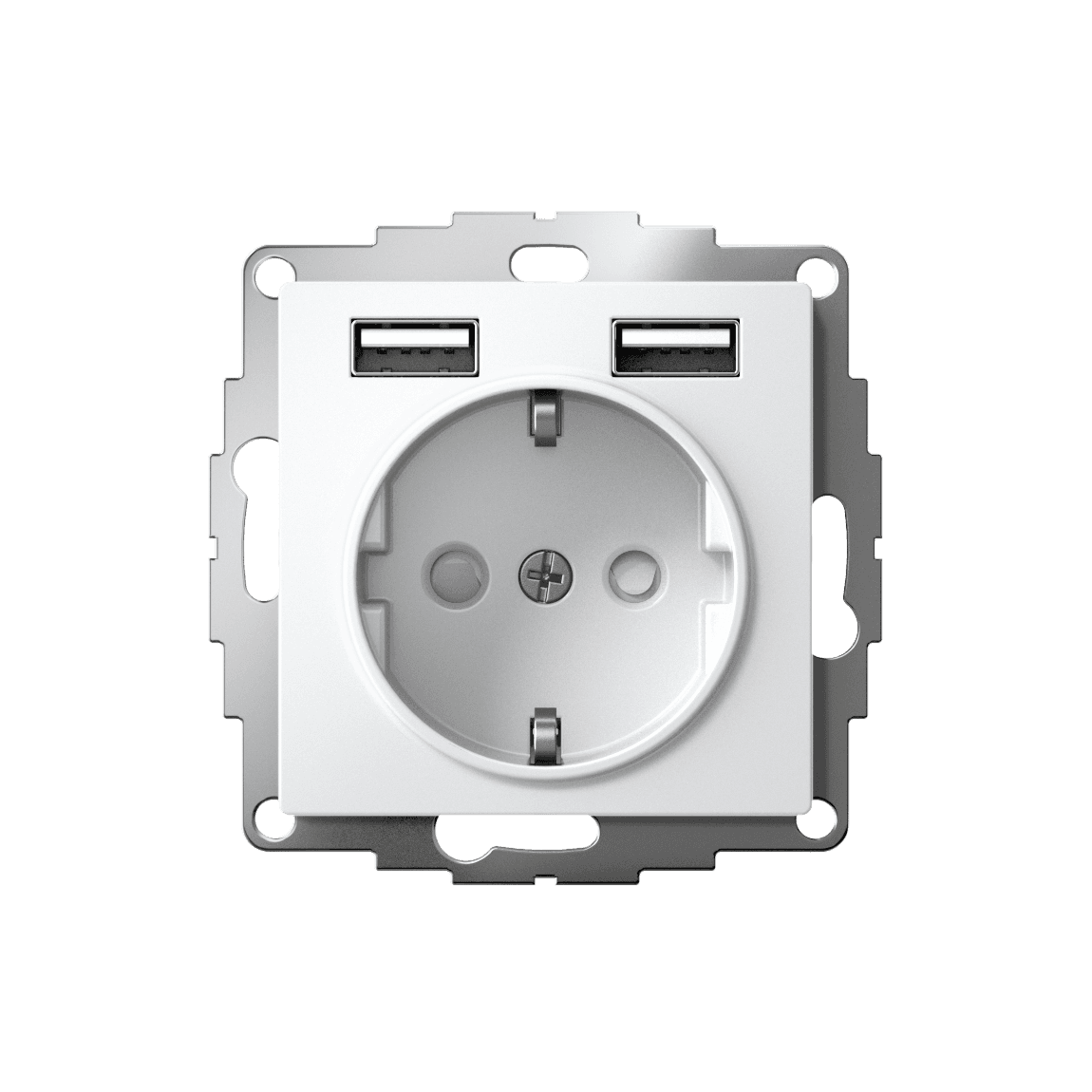 ATLASDESIGN РОЗЕТКА 16А с 2 USB A+A, 5В/2,4А, 2х5В/1,2А, механизм, БЕЛЫЙ
