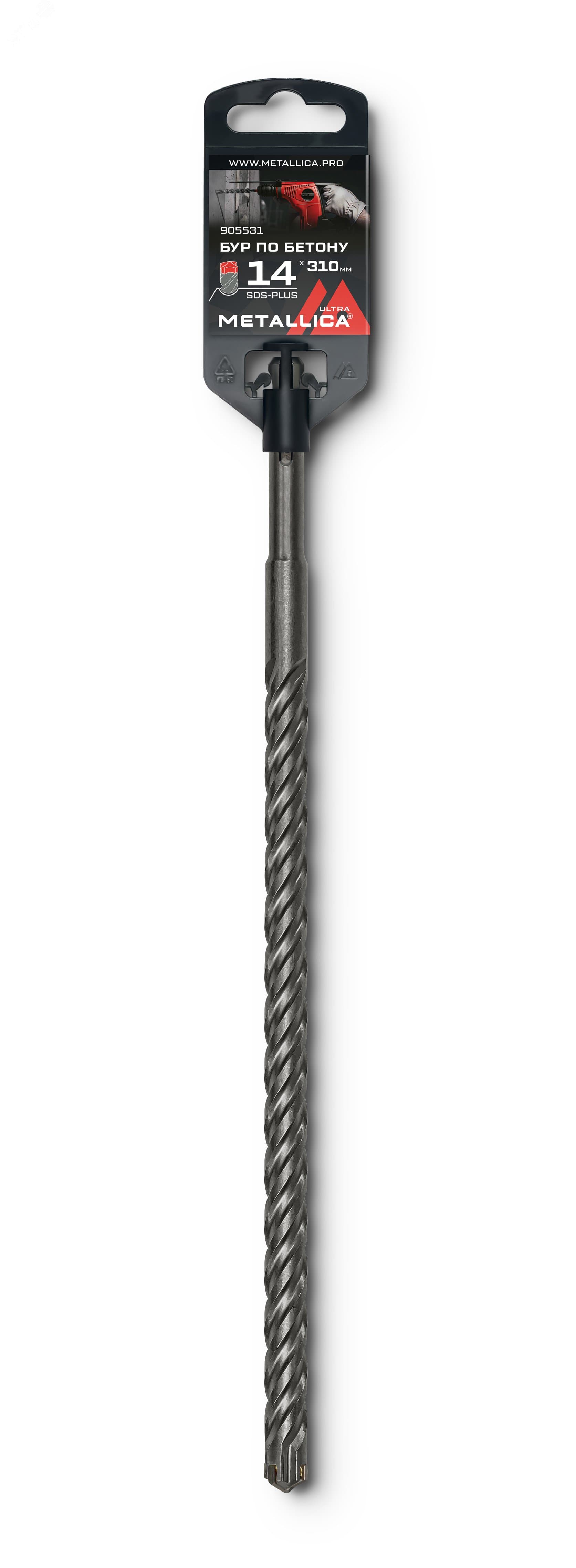 Бур по бетону SDS-plus 14 х310/250 мм, Х-напайка, 4 спирали