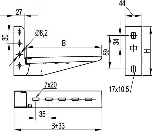 Консоль с опорой ML 300 мм