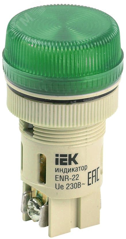 Лампа ENR-22 сигнальная зеленая с подсветкой неон 240В