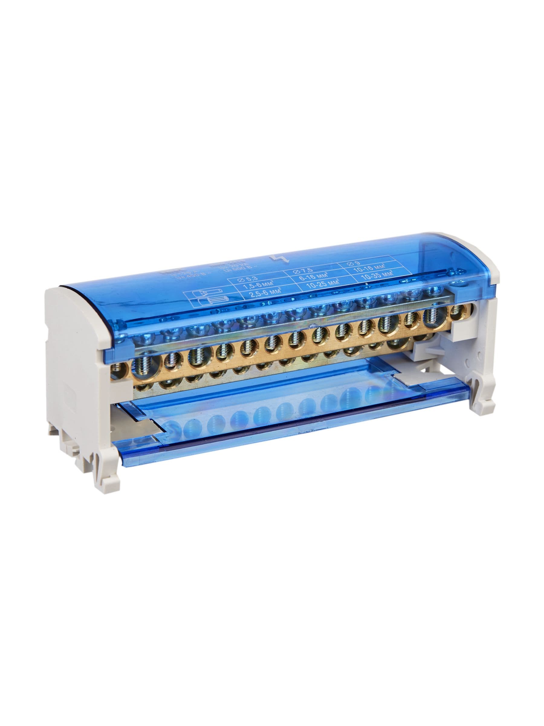 Шины на DIN-рейку в корпусе (кросс-модуль) ШНК 2х15 L+PEN