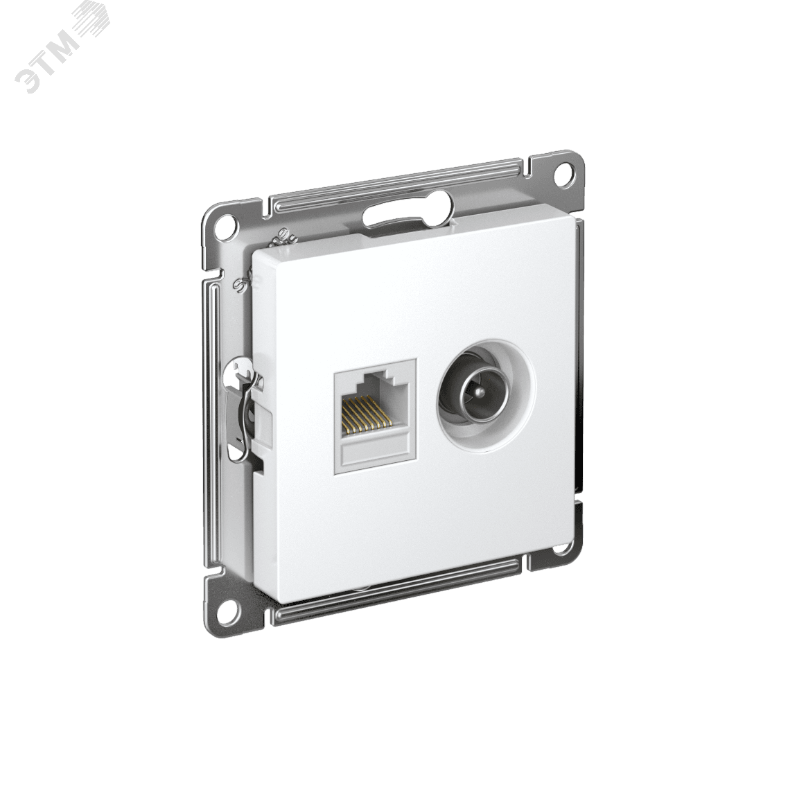 Розетка ATLASDESIGN двойная ТВ + компьютерная RJ45 категория  5Е белый