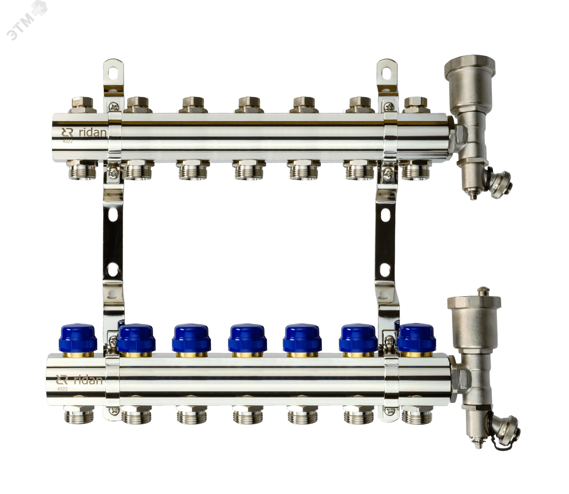 Коллекторная группа FHF-7R set 7 контуров 1'x3/4' c воздухоотводчиками и кронштейнами
