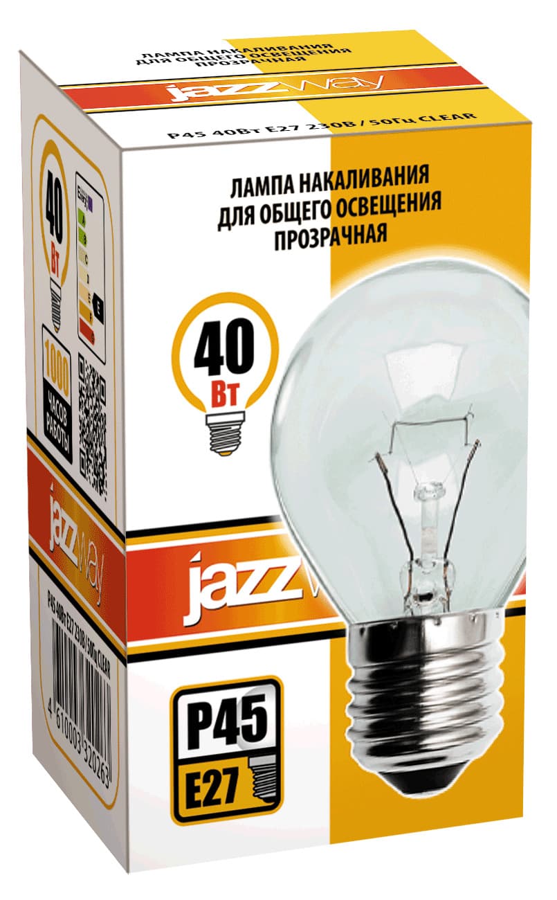 Лампа накаливания P45 240V 40 Вт E27 clear