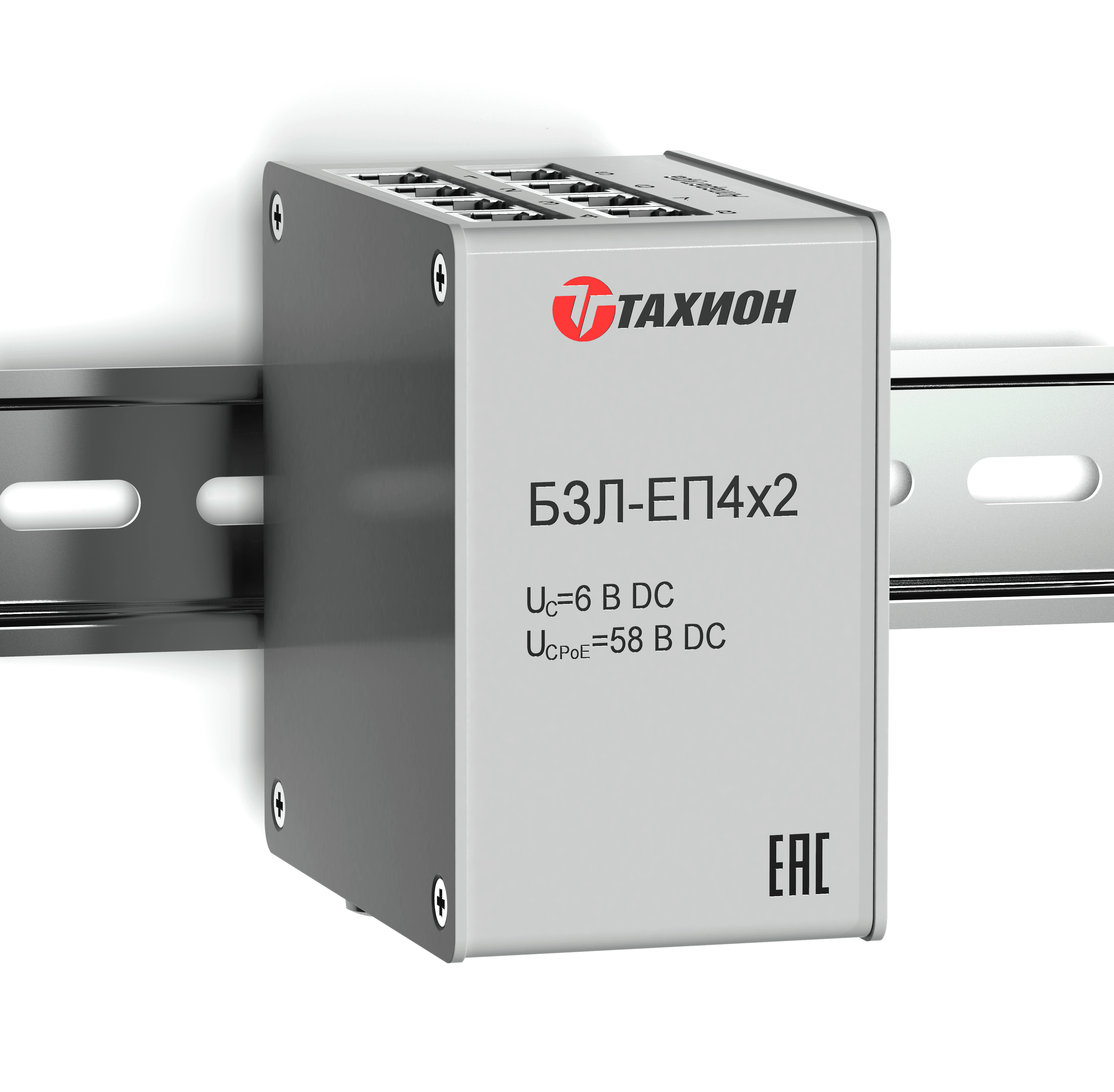 Блок защиты от импульсных перенапряжений 8-и портов локальной сети Ethernet 10 Base-T/100 Base-TX/1000 Base-T, PoE++, на DIN-рейку, IP20,  89х58х35мм (УЗИП, грозозащита)