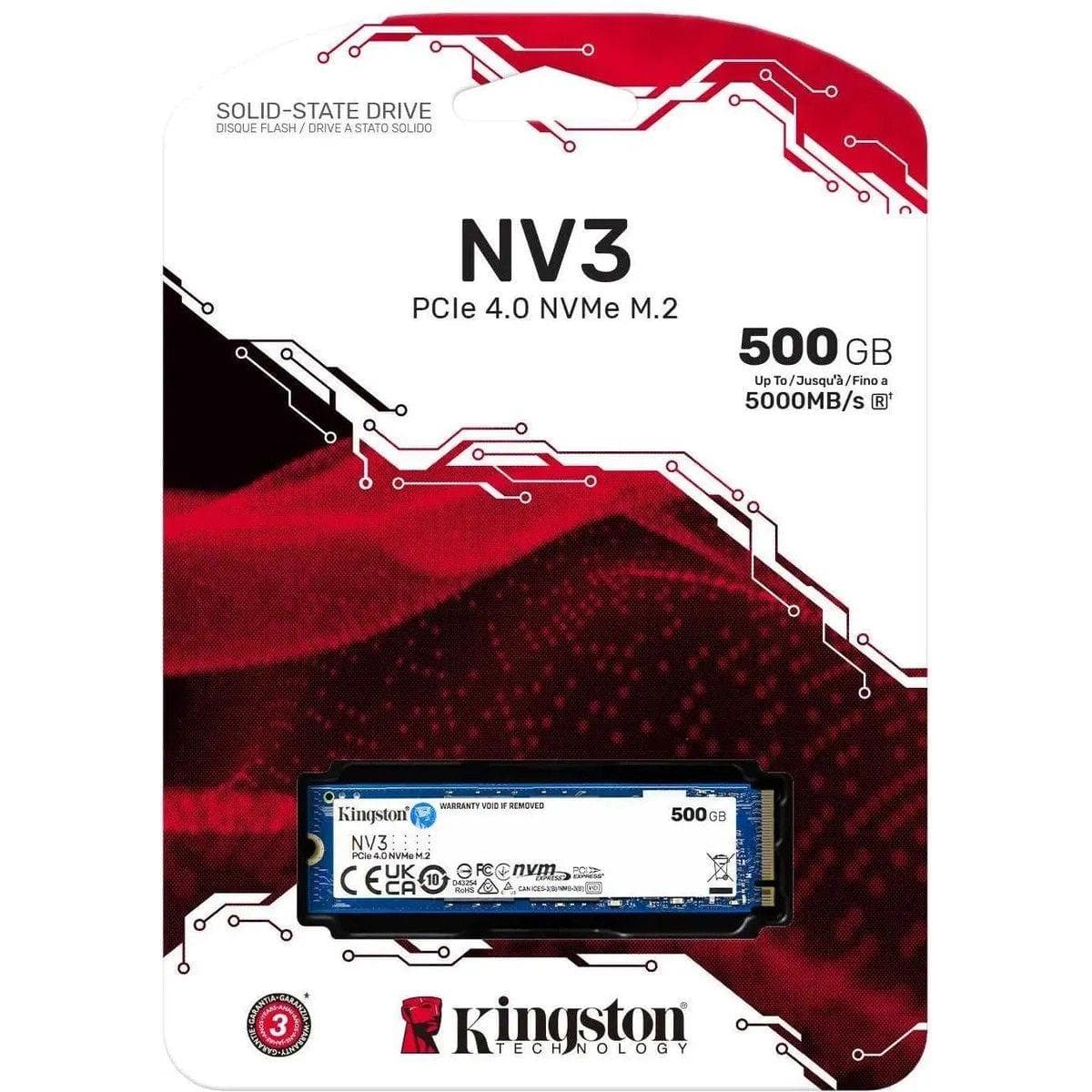 Накопитель SSD M.2 2280 500 ГБ NV3, PCIe 4.0 x4, 3D NAND, 5000/3000 Мб/с