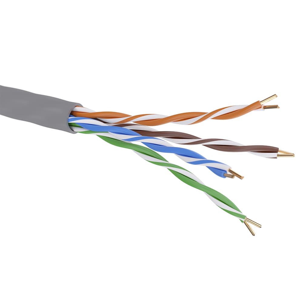 Витая пара U/UTP 4 пары CAT 5E нг(А)-HF бухта серый 305м