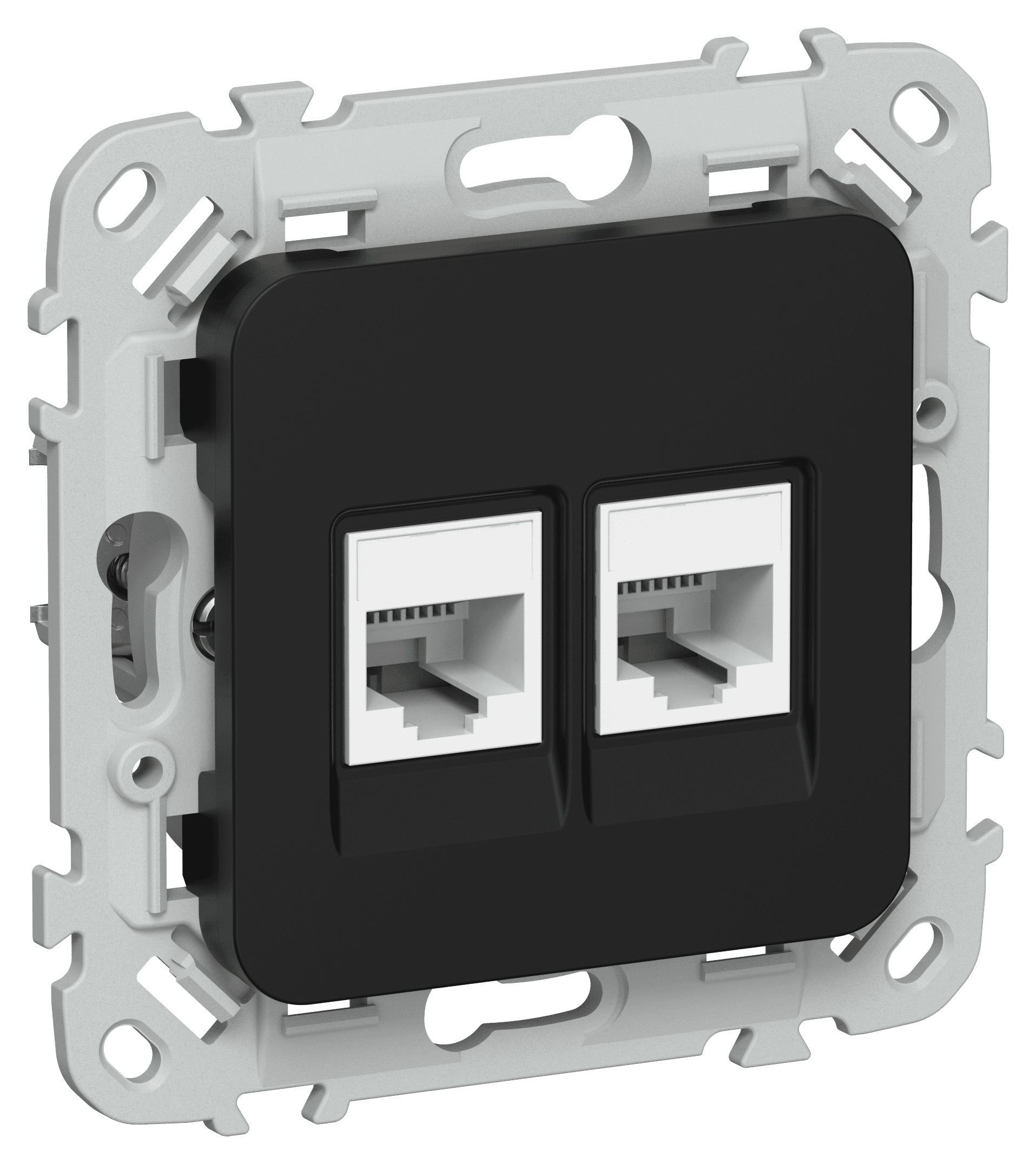 FLITE Розетка 2-местная компьютерная RJ45 категория 6 UTP РК6-2-0-ФлЧ черный IEK