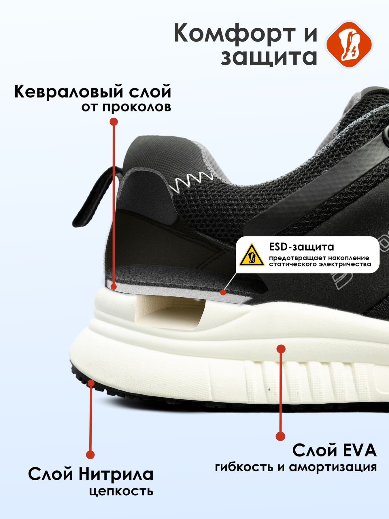 Полуботинки рабочие Brodeks AIR S1P, черный (44)