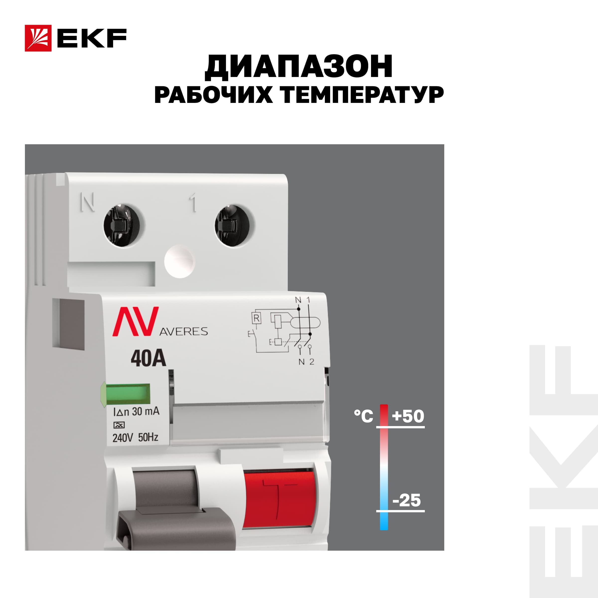Устройство защитного отключения DV 2P 40А/30мА (A) AVERES