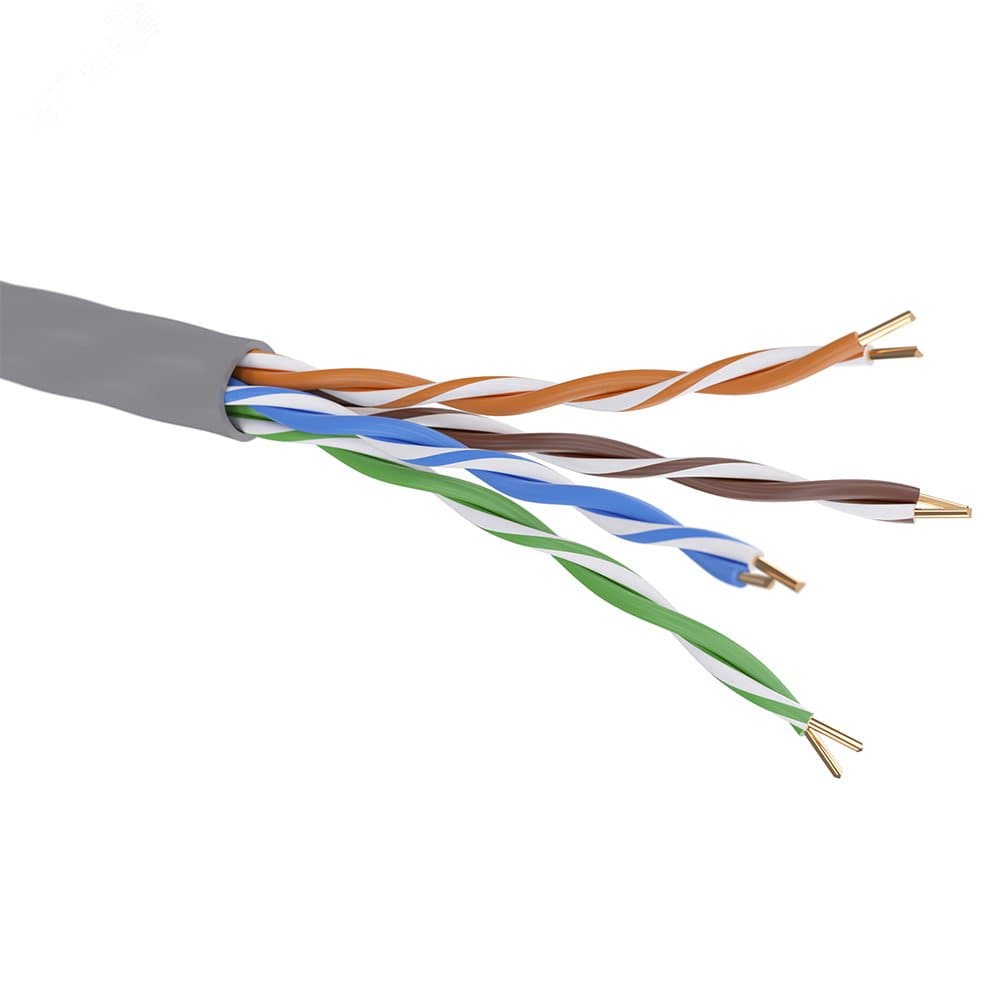 Витая пара U/UTP 4 пары CAT 5E нг(A)-LSLTx бухта серый 305м