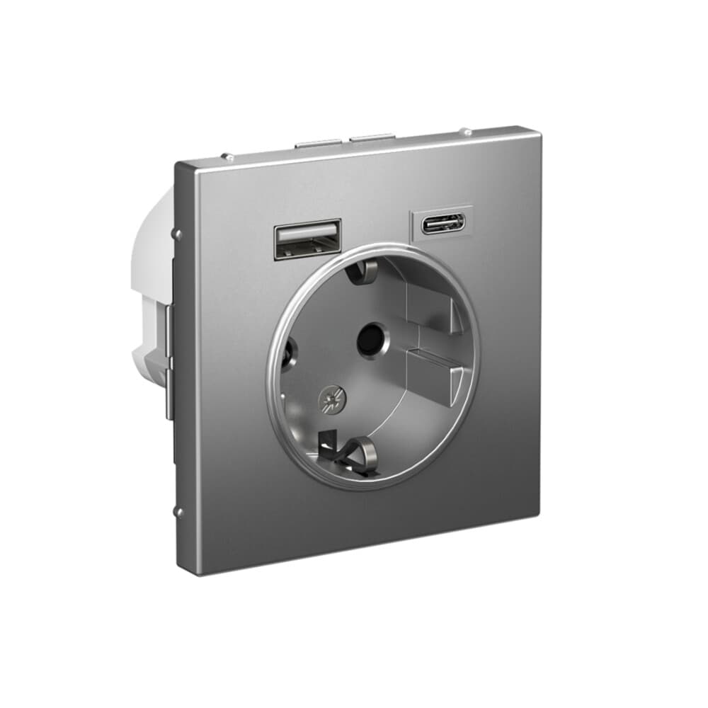 ARTGALLERY розетка 16А с 2 USB A+C, 5В/2,4А/3,0А, 2х5В/1,5А, механизм, сталь