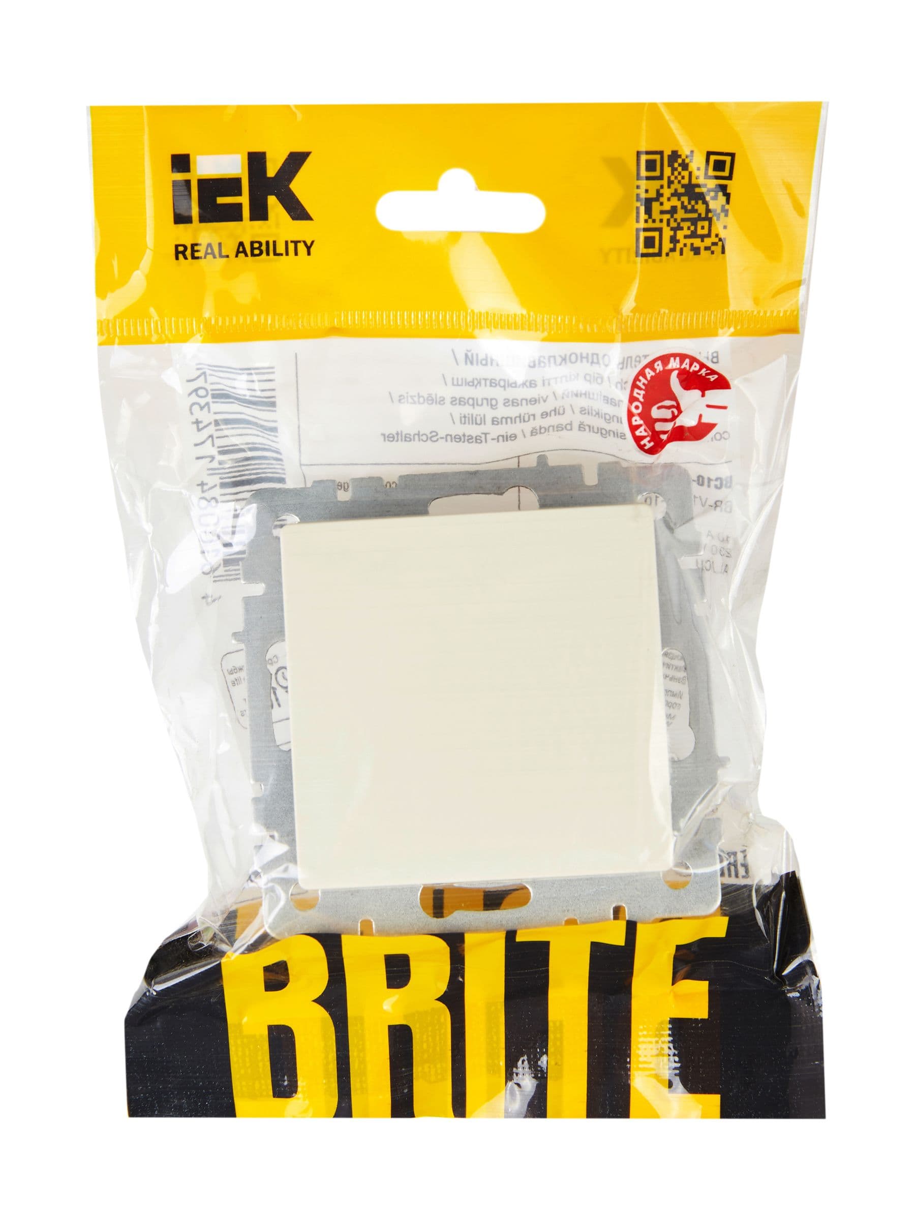 BRITE Выключатель 1-клавишный 10А ВС10-1-0-БрКр бежевый