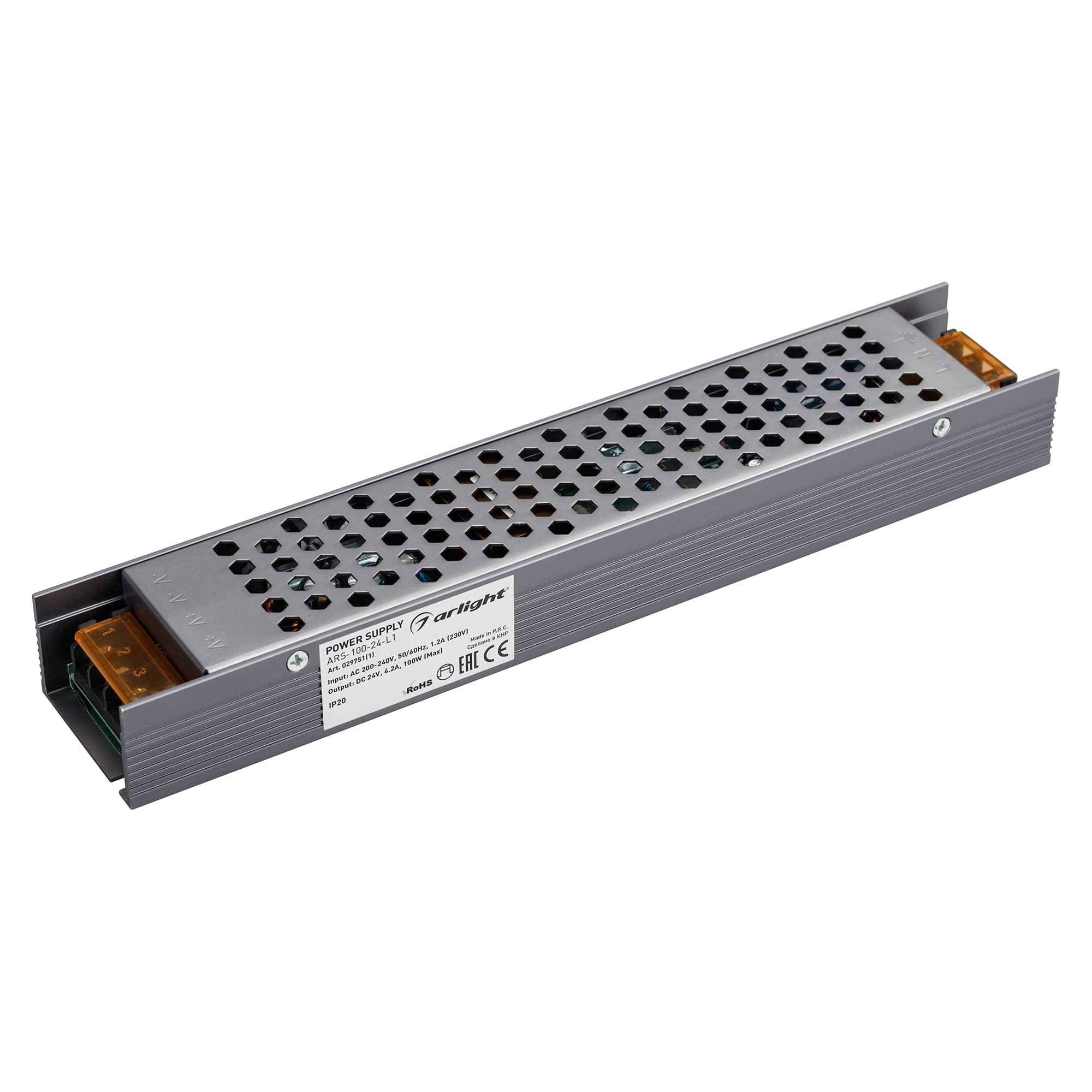 Блок питания ARS-100-24-L1 (24V, 4.2A, 100W) (ARL, для светодиодных лент, IP20 сетка, 3 года)