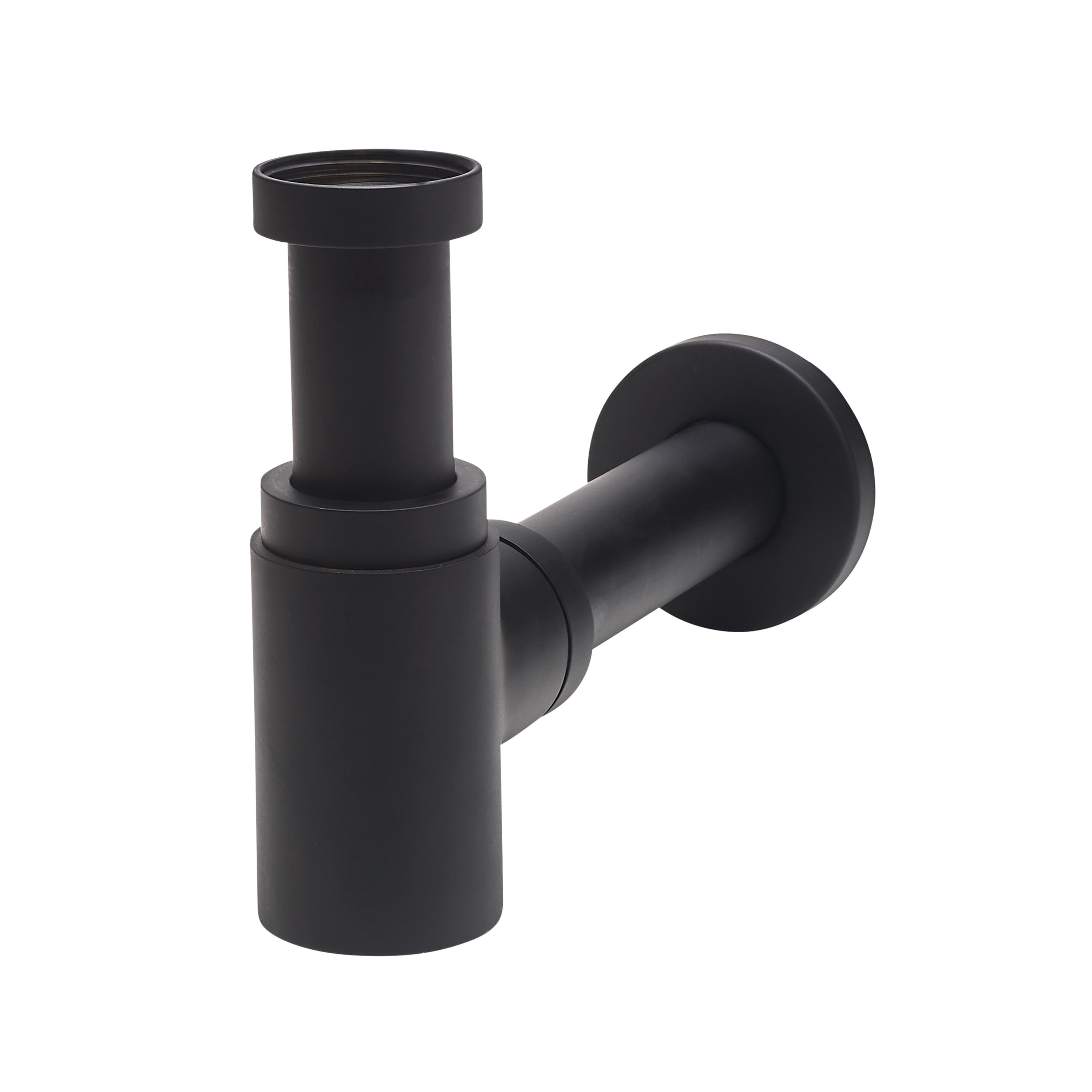 Сифон LINEIS MINI для раковины 1'1/4x32 без выпуска с отводом и декоративной розеткой, черный матовый, латунь
