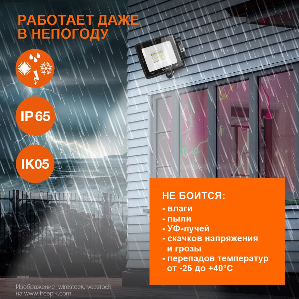 Прожектор светодиодный ДО-20Вт 6500К 2000Лм IP65