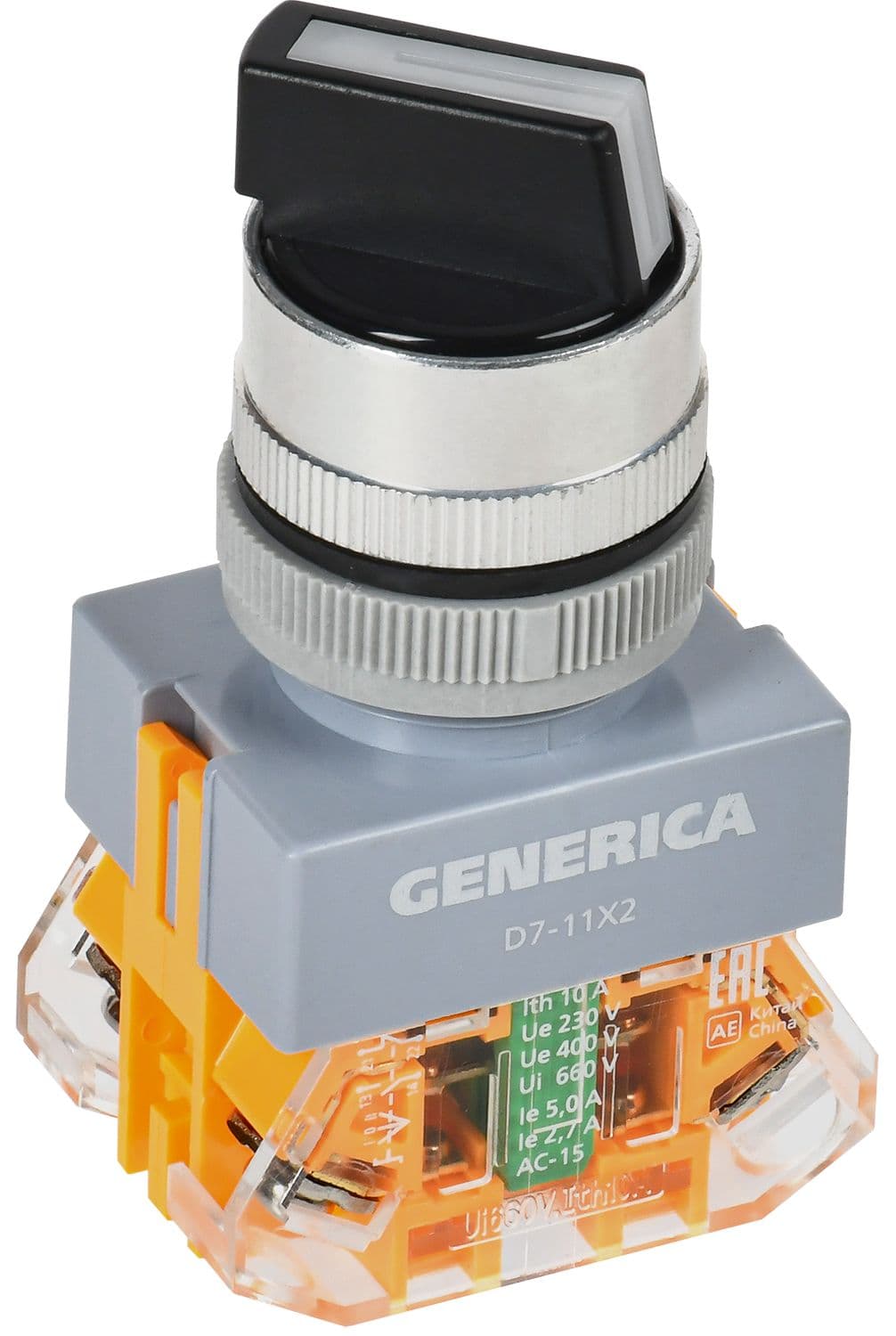 Переключатель D7-11X2 2 полож. 1з+1р черный GENERIC