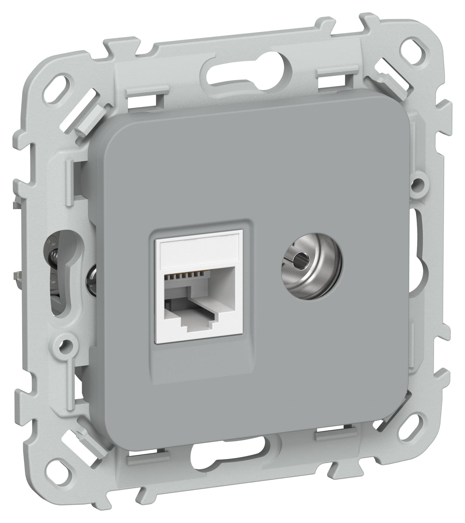 FLITE Розетка 2-местная RJ45/TV категория 5Е UTP РКТВ5е-2-0-ФлС серый IEK