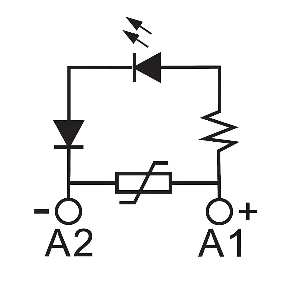 Модуль индикации и защиты, LED зеленый+Варистор A1+, 24V AC/DC