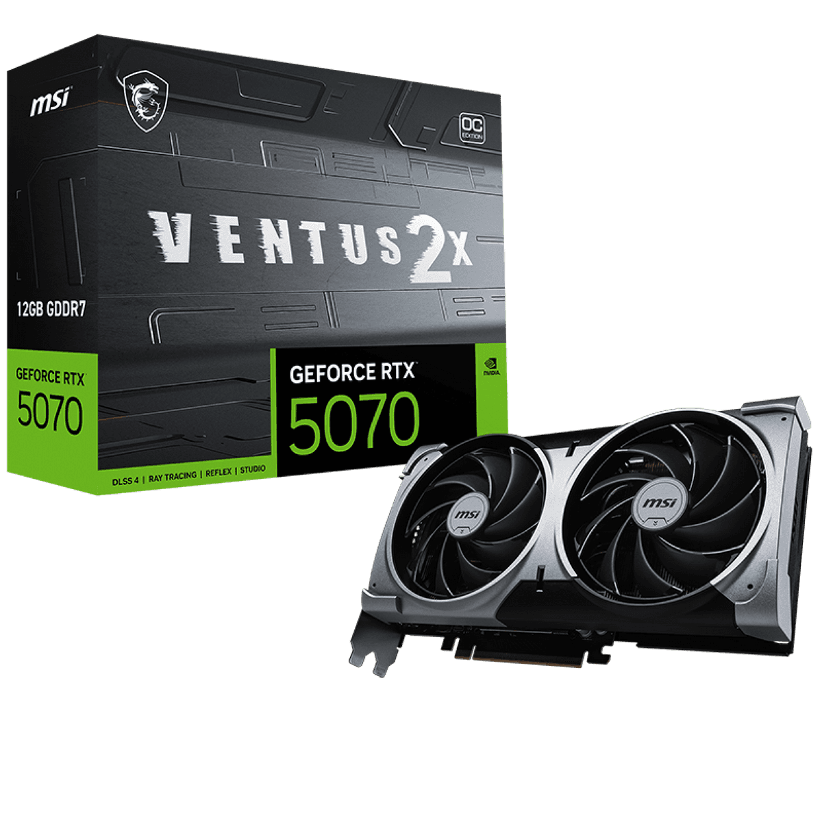 Видеокарта RTX5070 VENTUS 2X OC, 2FAN RTL, 12GB, GDDR7, PCI-Express 5.0