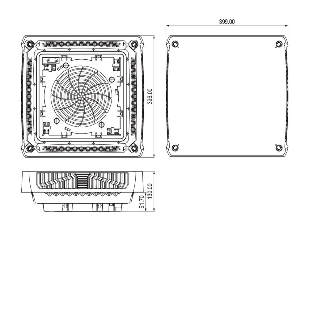 Потолочный вентилятор 135x400x400 мм, 870/960 м3/ч, 230 В, IP55