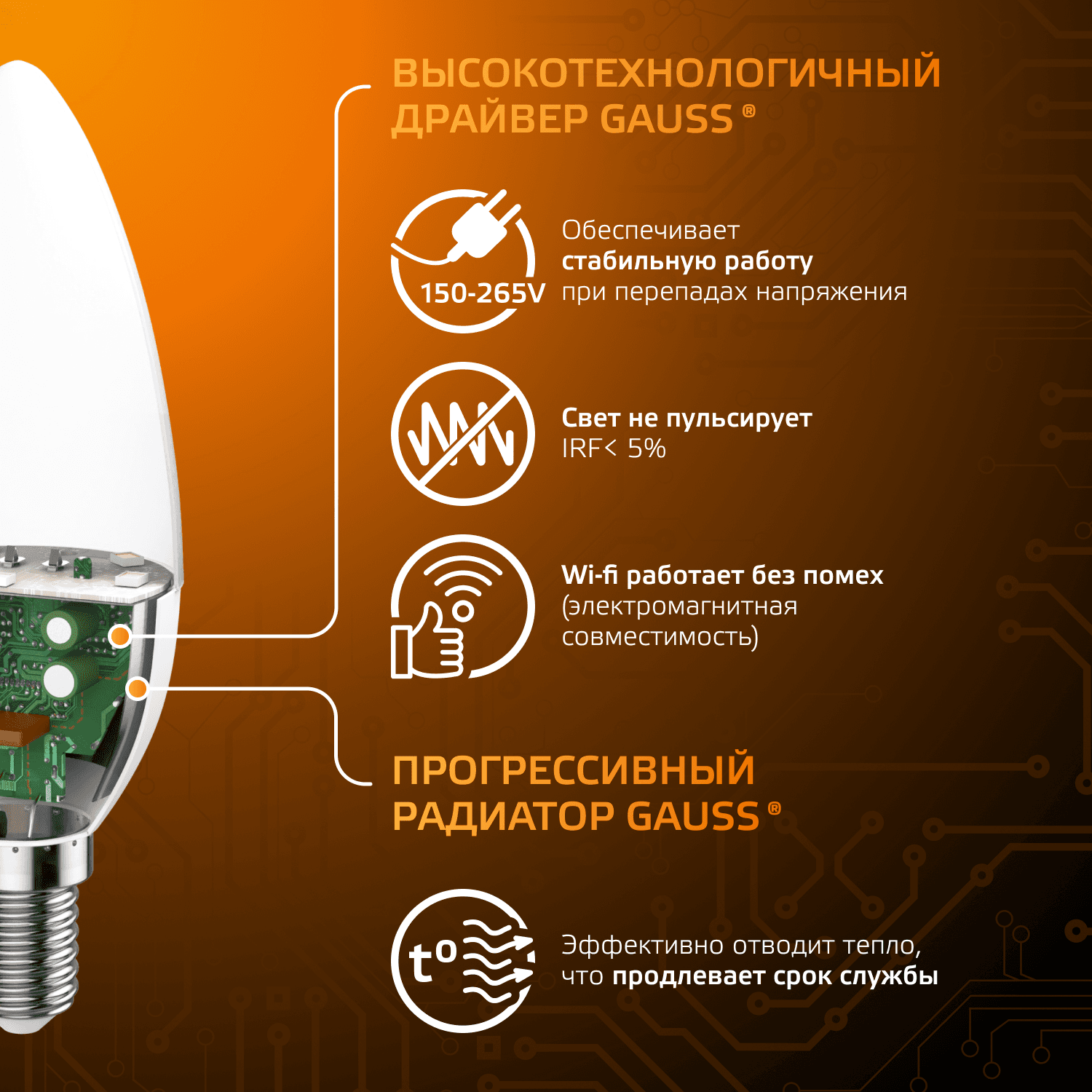 Лампа светодиодная LED 6.5 Вт 520 лм 3000К свеча теплый E14 AC 220В Black