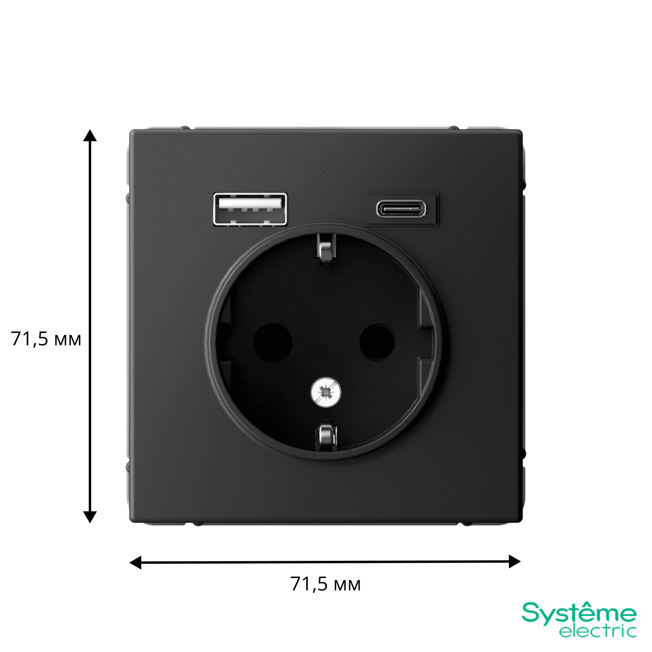 ARTGALLERY розетка 16А с 2 USB A+C, 5В/2,4А/3,0А, 2х5В/1,5А, механизм, базальт