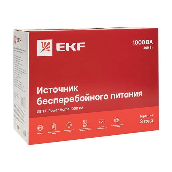 Источник бесперебойного питания E-Power Home 1000 ВА, 600Вт,8хSchuko,USB,RJ45