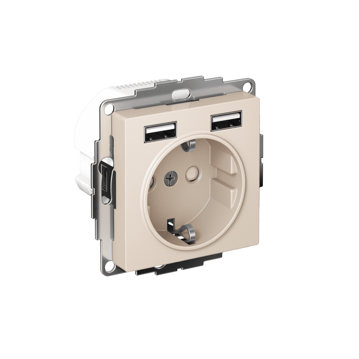 РОЗЕТКА ATLASDESIGN 16А c 2 USB A+A, 5В/2,4А, 2х5В/1,2А, механизм, БЕЖЕВЫЙ