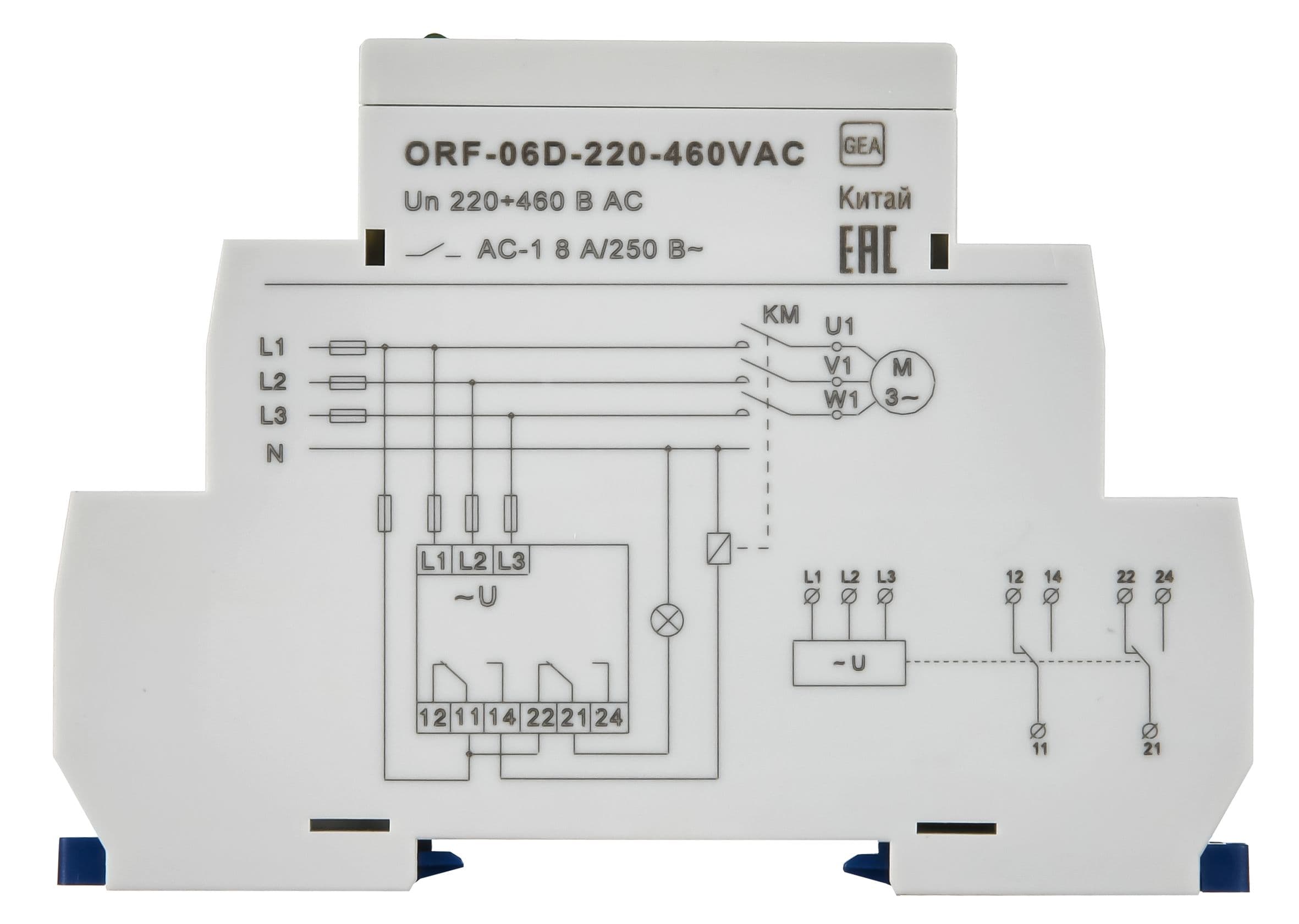 Реле контроля фаз ORF-06D 3 фазы 2 контакта 220-460В AC
