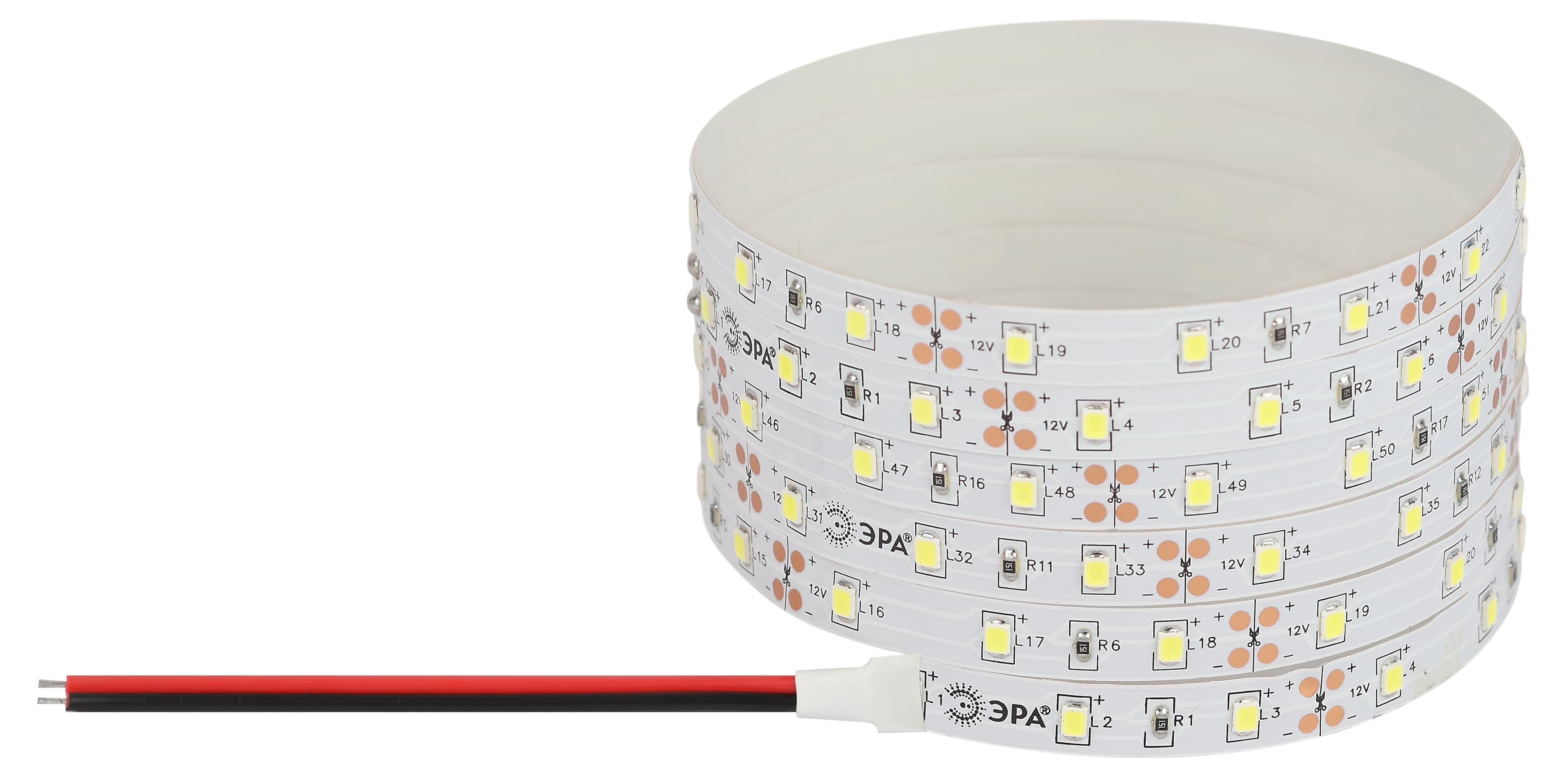 Лента светодиодная 4,8Вт/м 12В 6500К IP20 60LED/м LS2835-60LED-IP20-W-eco-5м