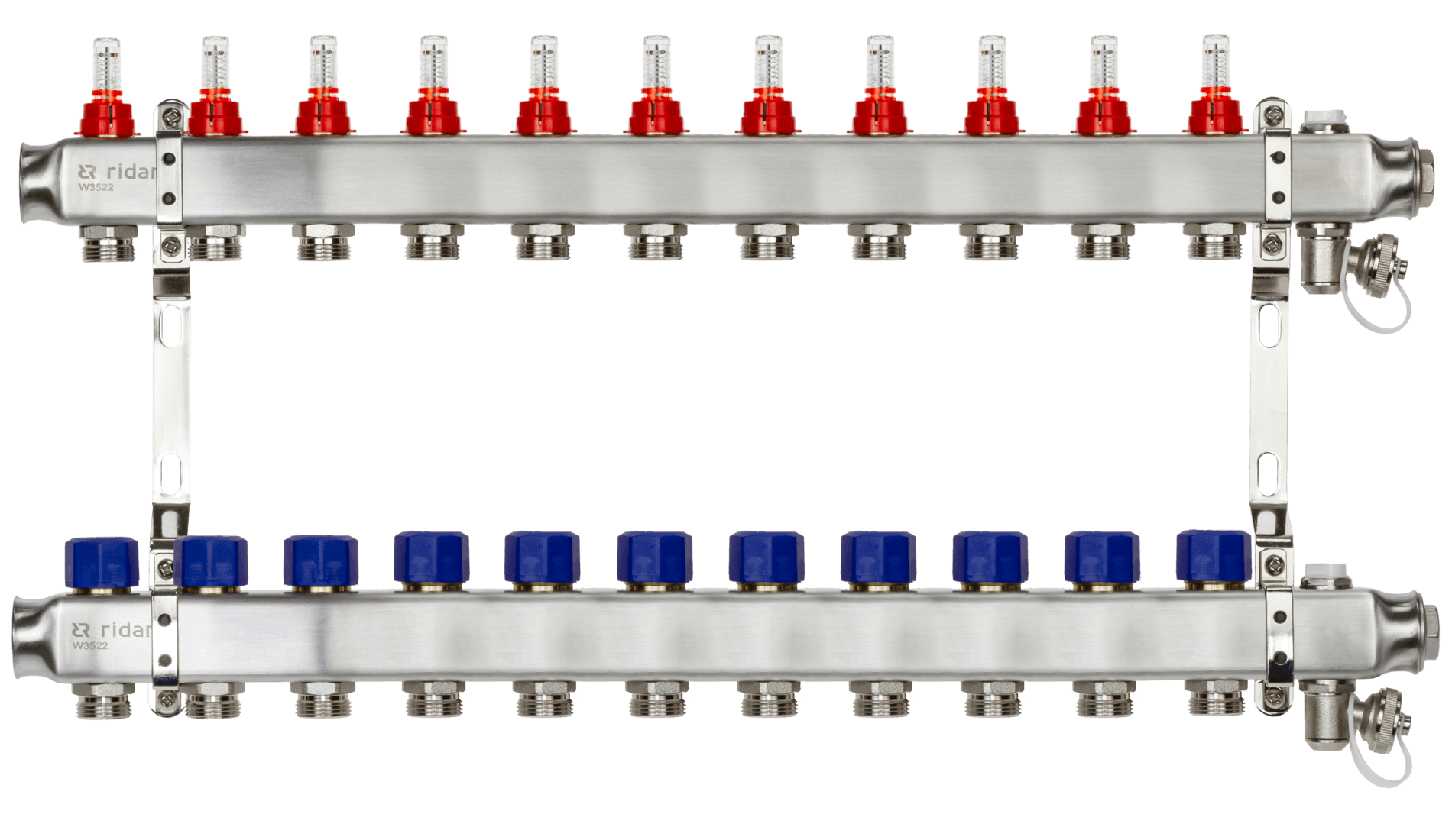 Коллекторная группа SSM-11RF set 11 контуров 1'X3/4' с расходомерами и кронштейнами