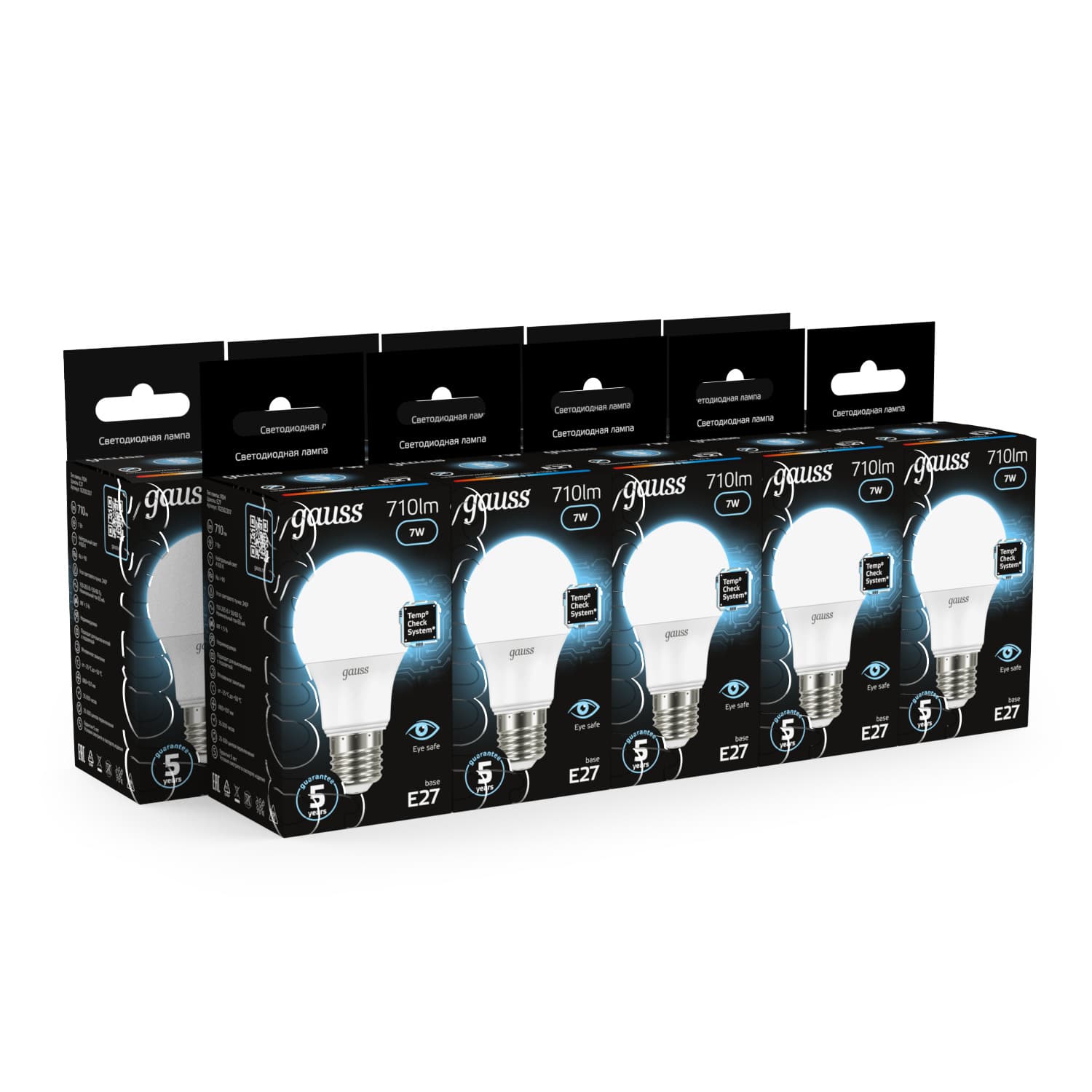 Лампа светодиодная LED 7 Вт 710 лм 4100К А60 груша нейтральный E27 AC 220В Black