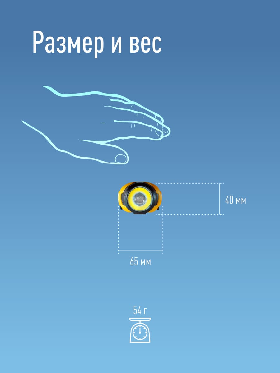 Фонарь налобный, 3W, 3 батарейки ААА, 140Lm