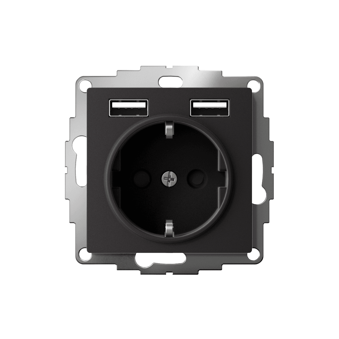 Розетка ATLASDESIGN 16А+USB  A+A, механизм, КАРБОН