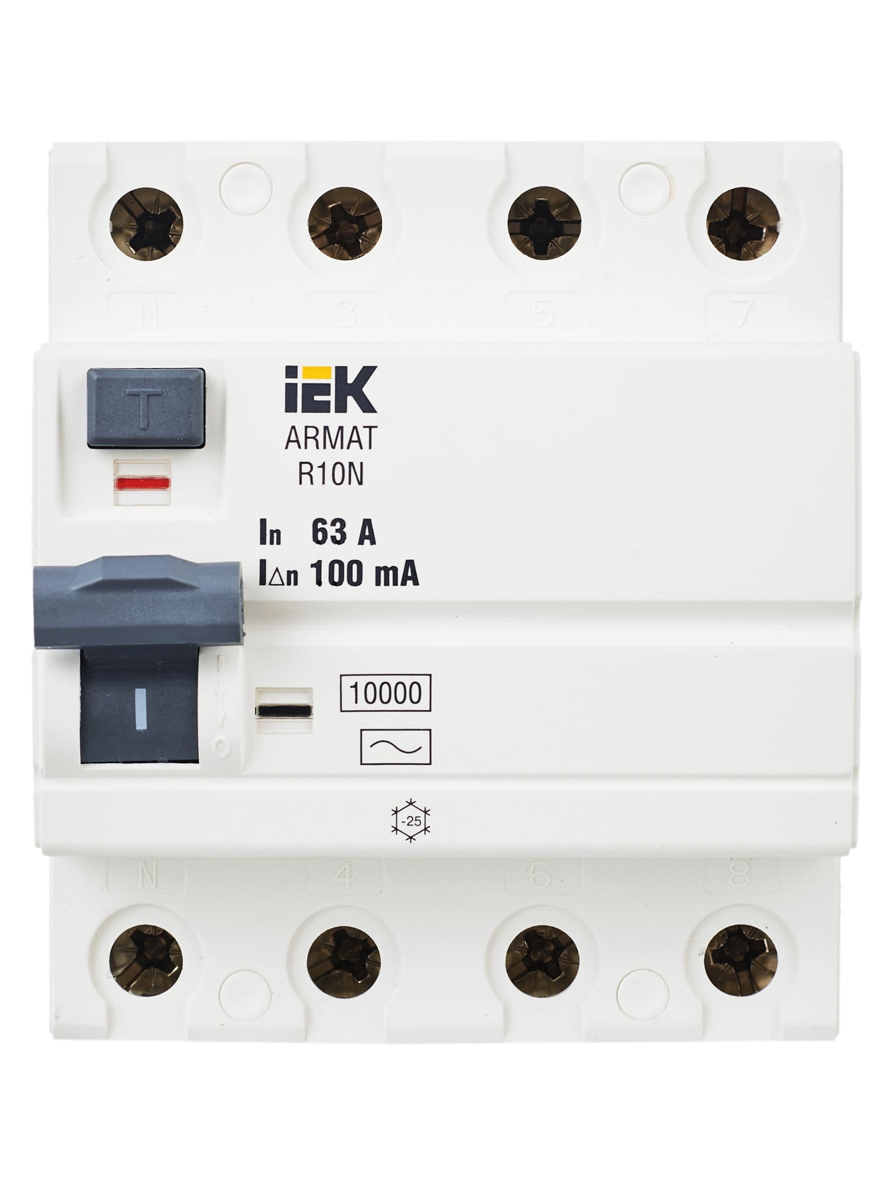 ARMAT Выключатель дифференциального тока R10N 4P 63А 100мА тип AC