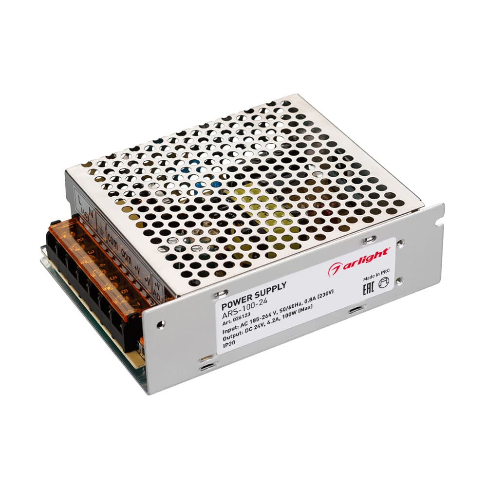 Блок питания (драйвер) для светодиодной ленты 24V,4.2A, 100W, IP 20 Сетка ARS100-24