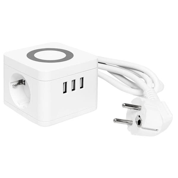 Удлинитель Куб 2 гнезда 3USB 2,4А+зарядное устройство 1,3 метра 1мм2