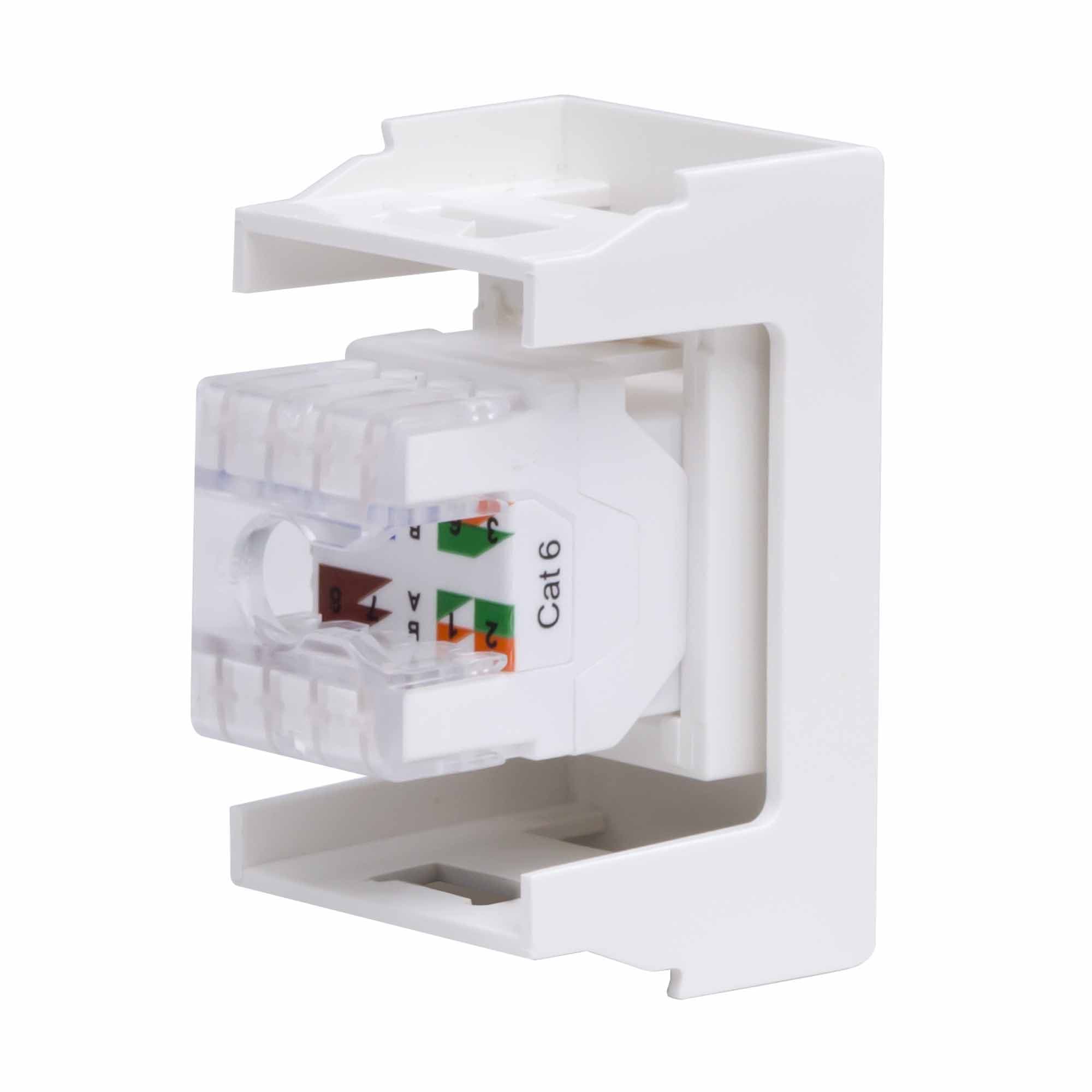 Компьютерная розетка RJ-45, кат. 6, 8P8C, Viva, белая, 1 модуль