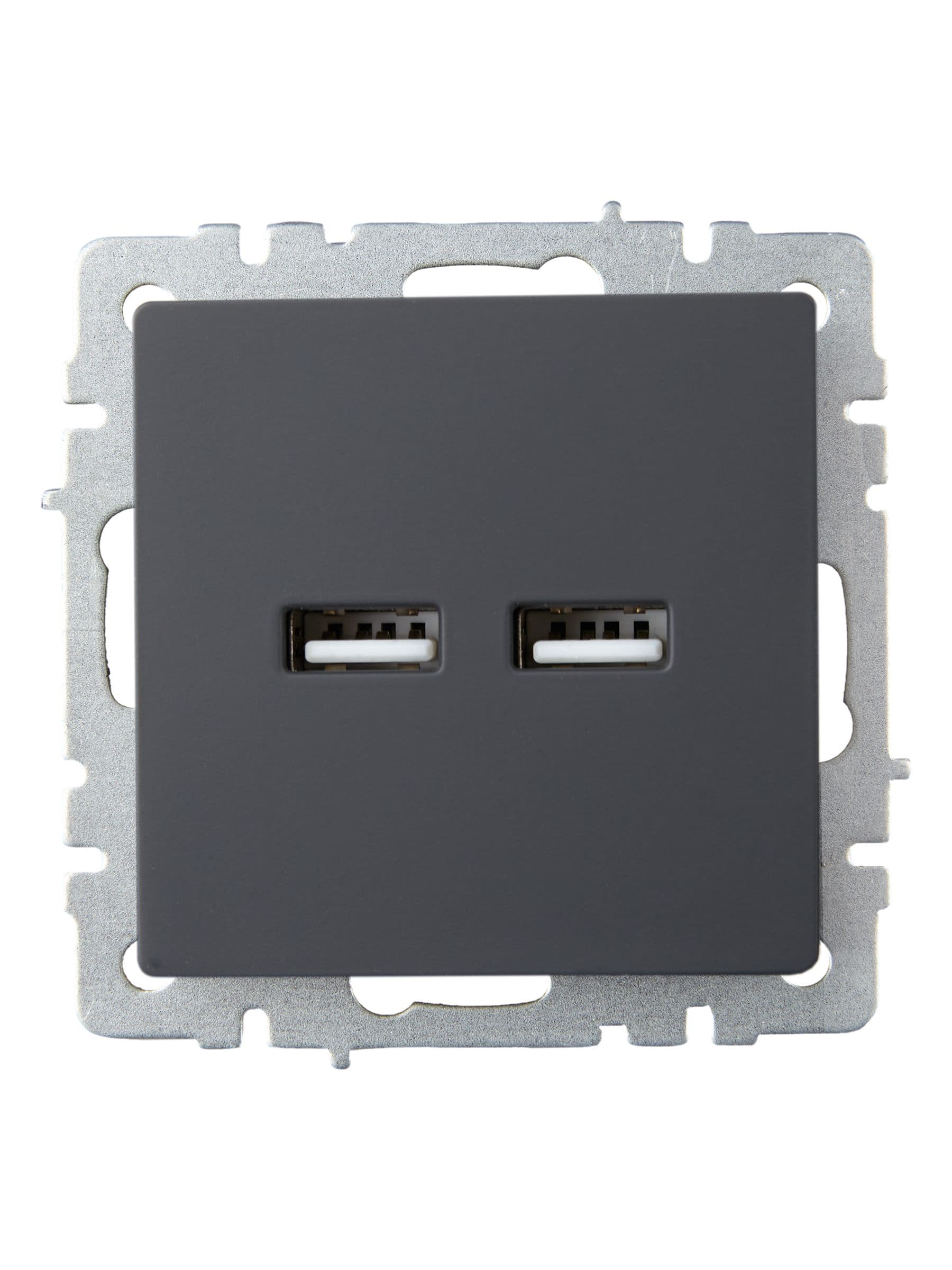 BRITE Розетка USB A+A 5В 3,1А РЮ10-1-БрГ графит IEK